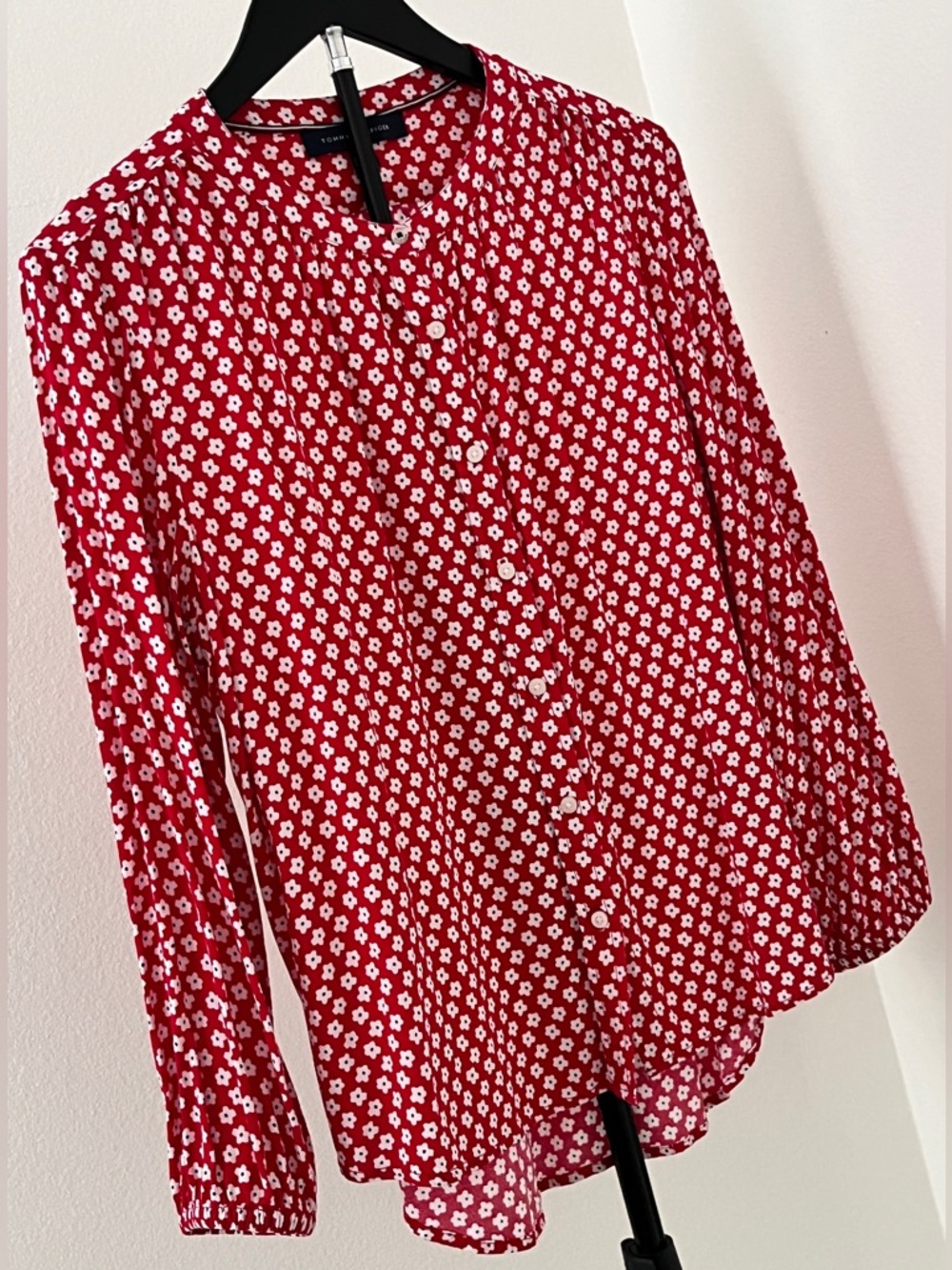 ❤️ Tommy Hilfiger Red Daisy Print Blouse | Classic Preppy Chic | Large - Picture 10 of 12